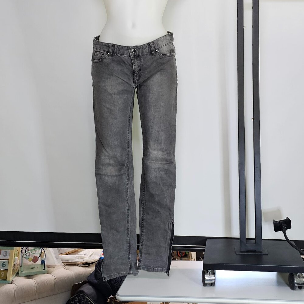 Michael Kors Gray Wash Jeans – Slim Fit w/ Black Lace Back Pocket Detail